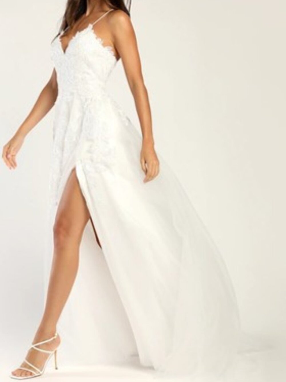 Lulus Vow to Cherish Embroidered Lace-Up Maxi Dress - Size 6 Medium